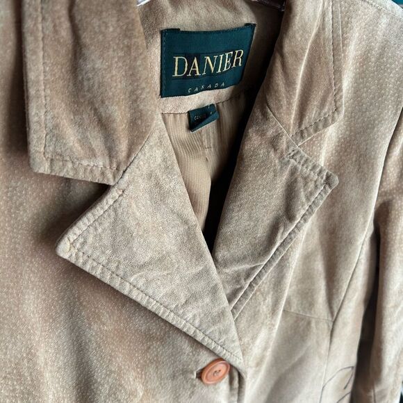 Danier Tan Leather Jacket with Floral Design Hand Drawn Small - Picture 16 of 16